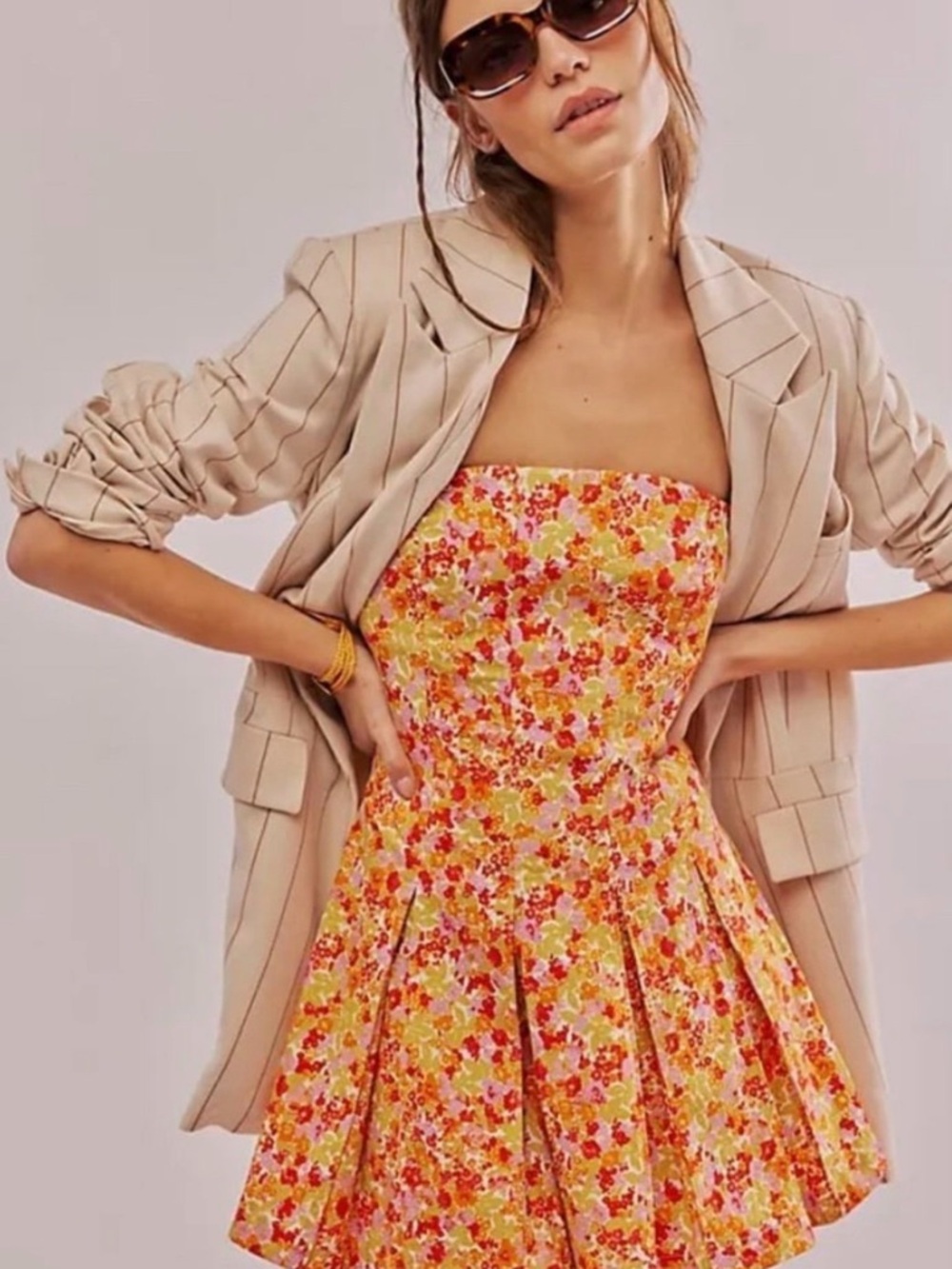 FREE PEOPLE Made Me Smile Printed Mini dress